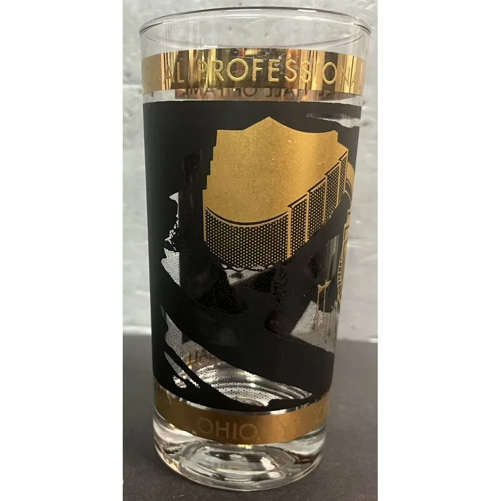 VINTAGE NFL Football HALL OF‎ FAME Canton Ohio DRINKING GLASS